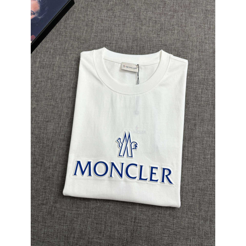 Moncler Blue Logo-Print T-shirt In White