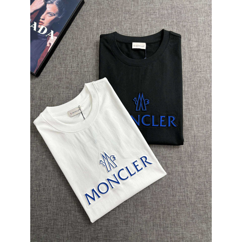 Moncler Blue Logo-Print T-shirt In White