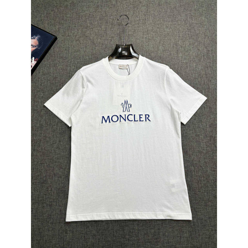 Moncler Blue Logo-Print T-shirt In White