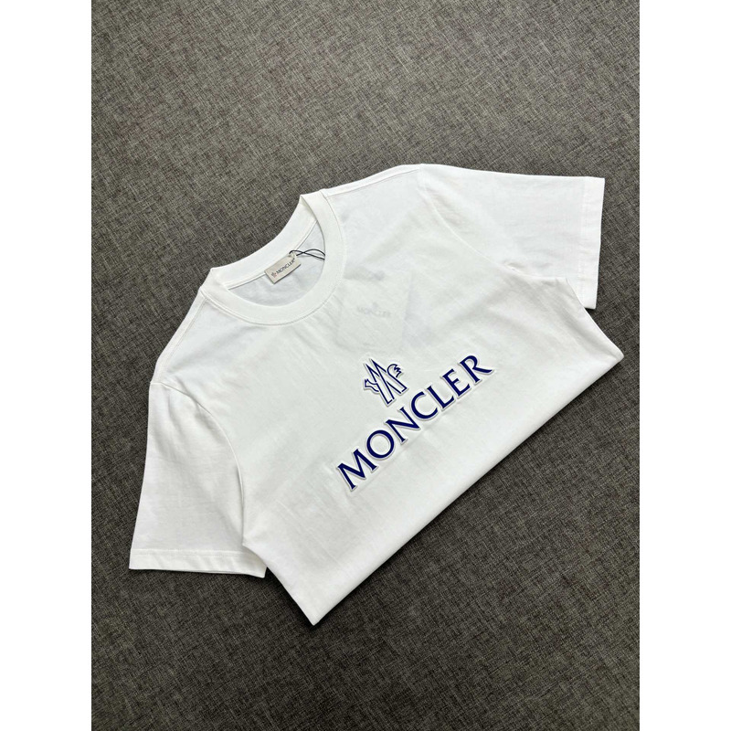 Moncler Blue Logo-Print T-shirt In White