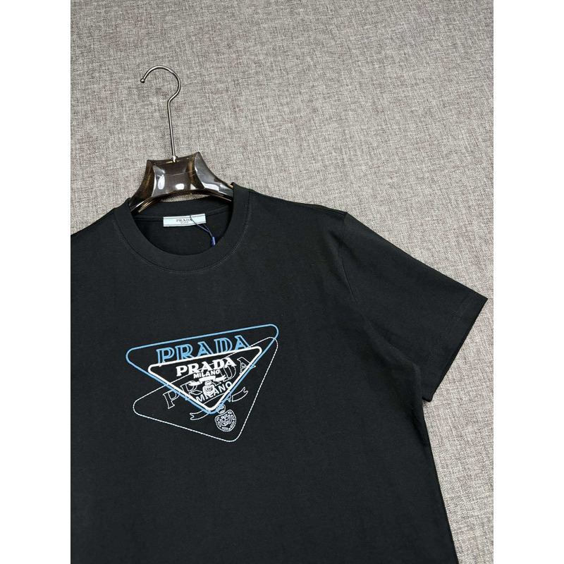 Pra*a embroidered cotton t-shirt black