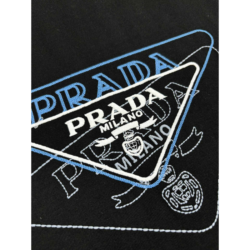 Pra*a embroidered cotton t-shirt black