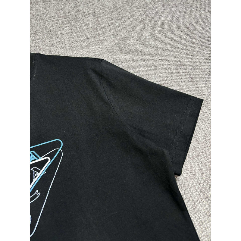 Pra*a embroidered cotton t-shirt black