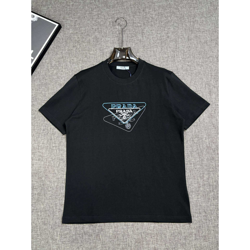 Pra*a embroidered cotton t-shirt black