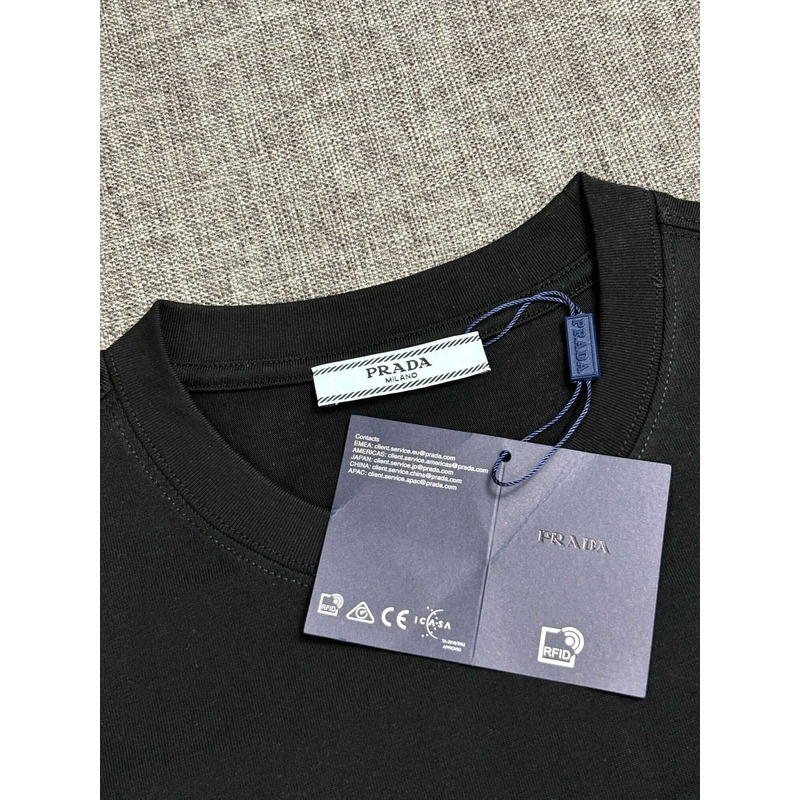 Pra*a embroidered cotton t-shirt black