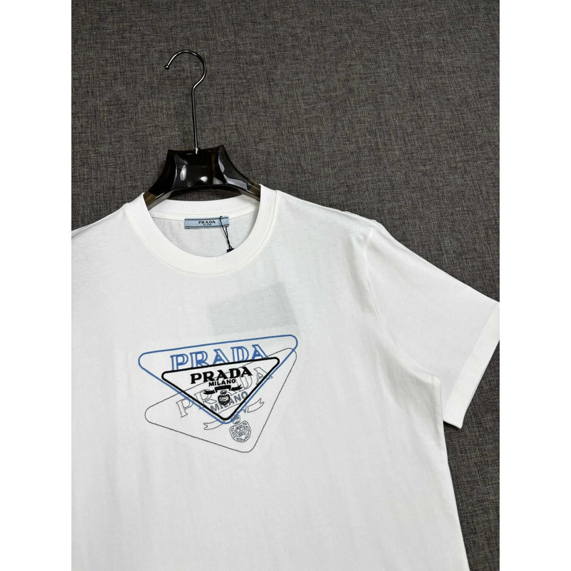 Pra*a embroidered cotton t-shirt white