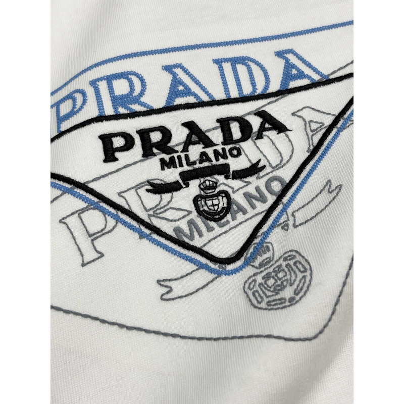 Pra*a embroidered cotton t-shirt white