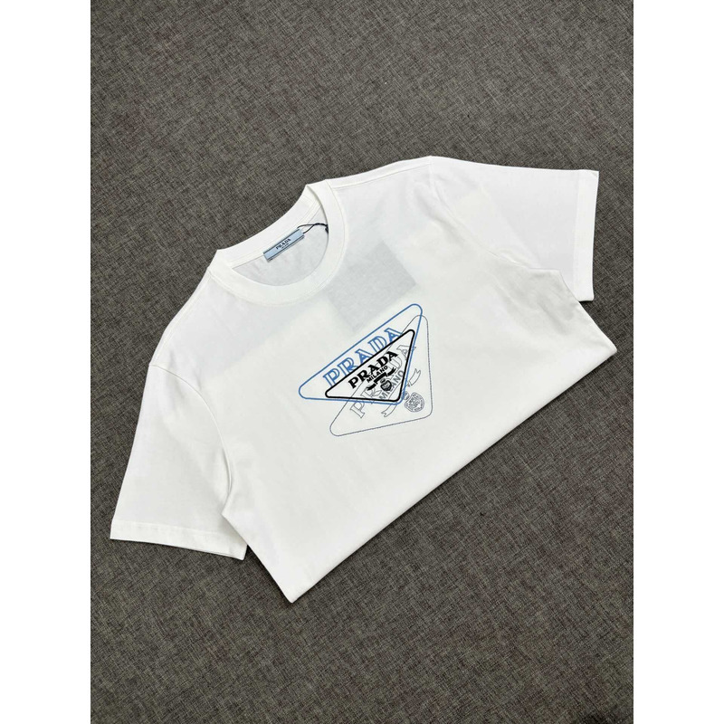 Pra*a embroidered cotton t-shirt white