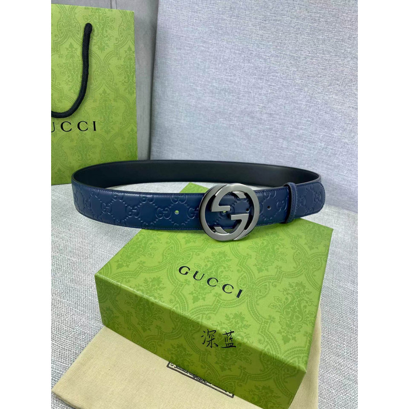 G*u*i leather belt navy blue