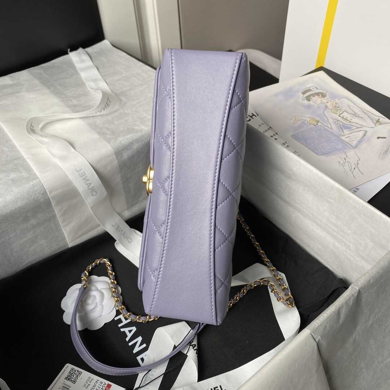 Ch*el flap bag with top handle lilac