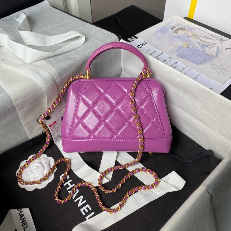 Ch*el mini bag with top handle purple