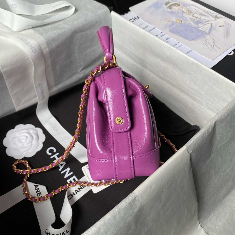 Ch*el mini bag with top handle purple