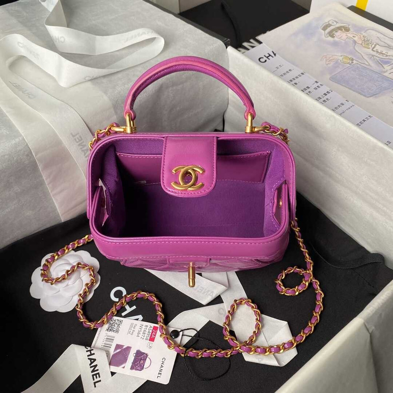 Ch*el mini bag with top handle purple