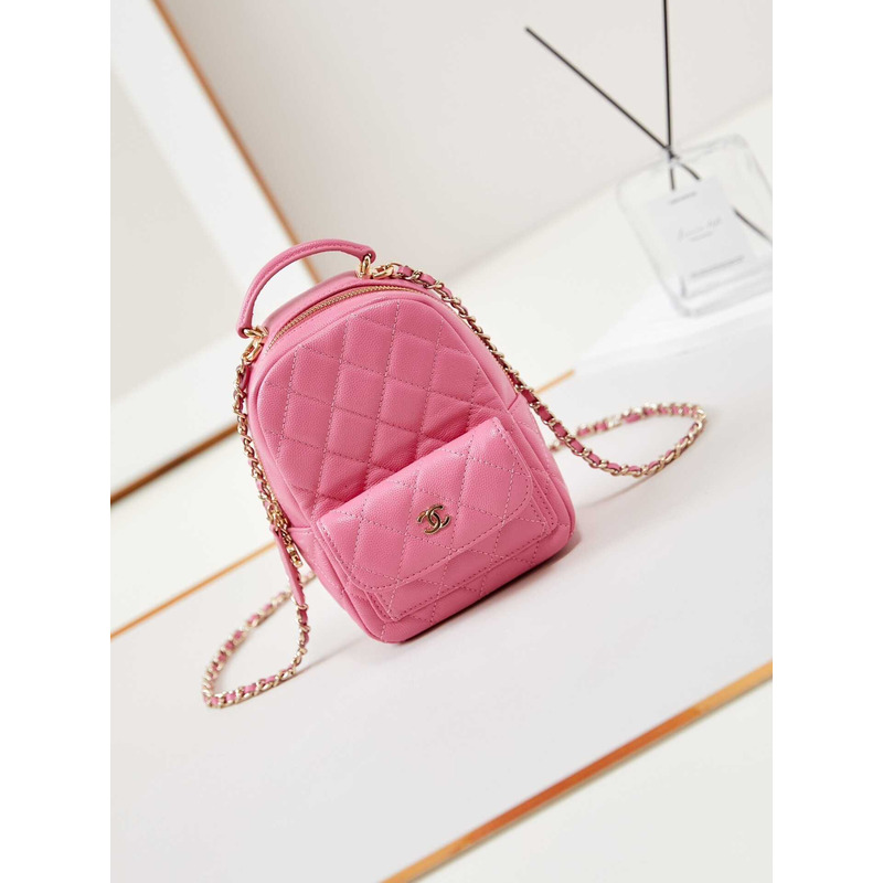 Ch*el caviar quilted cc mini classic backpack pink