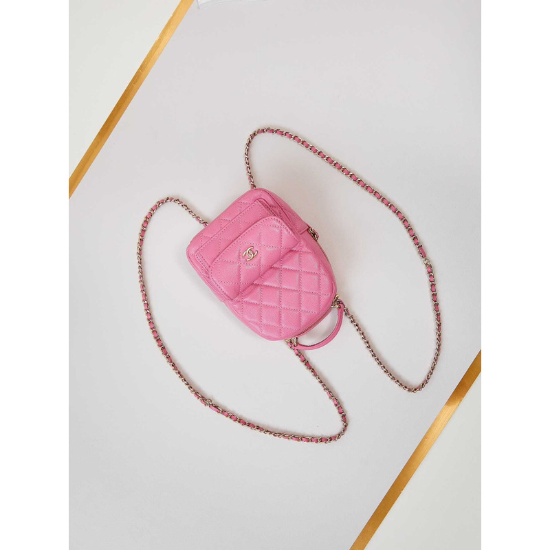 Ch*el caviar quilted cc mini classic backpack pink