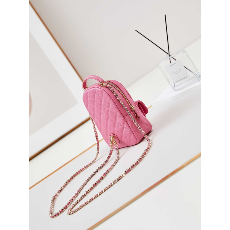 Ch*el caviar quilted cc mini classic backpack pink