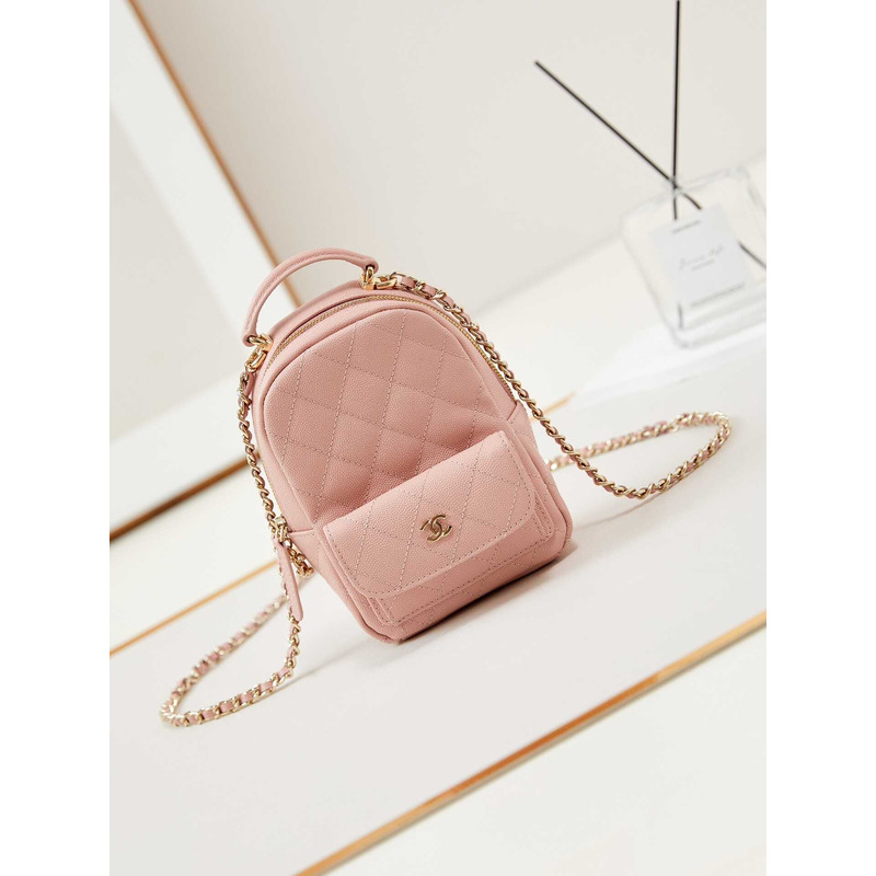 Ch*el caviar quilted cc mini classic backpack pink