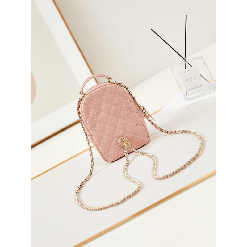 Ch*el caviar quilted cc mini classic backpack pink