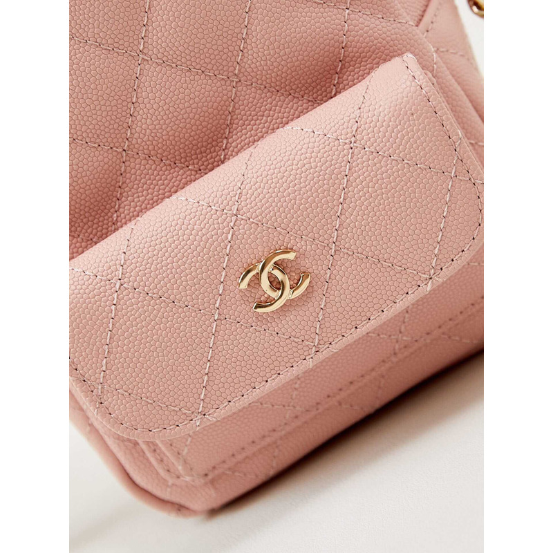 Ch*el caviar quilted cc mini classic backpack pink