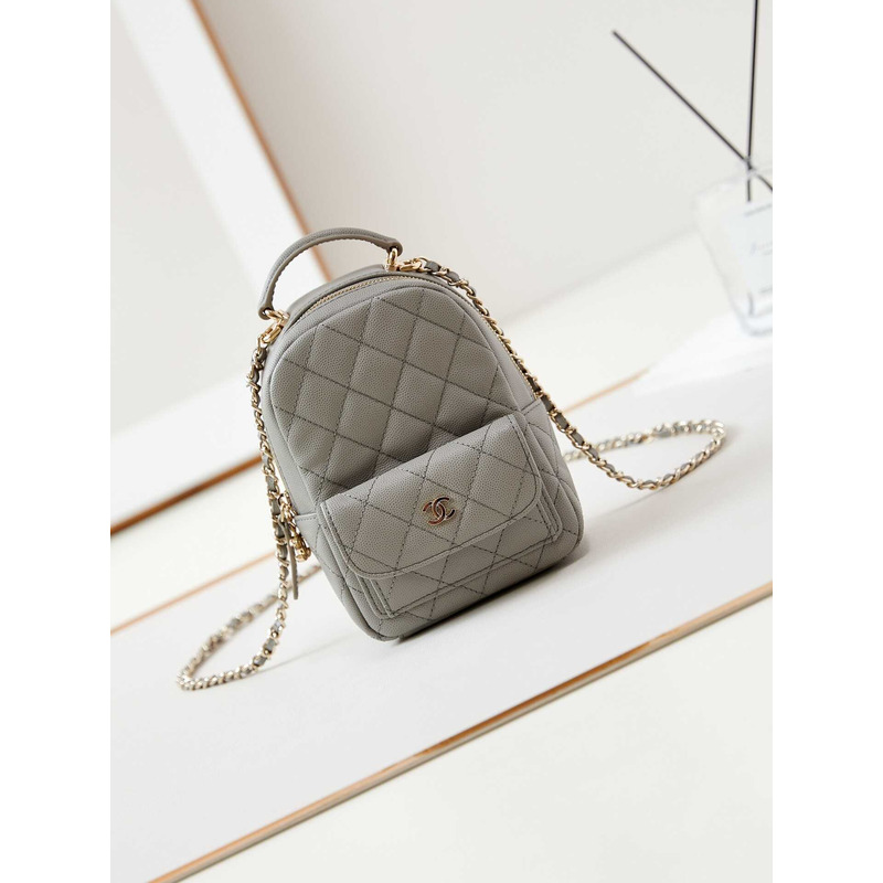 Ch*el caviar quilted cc mini classic backpack gray