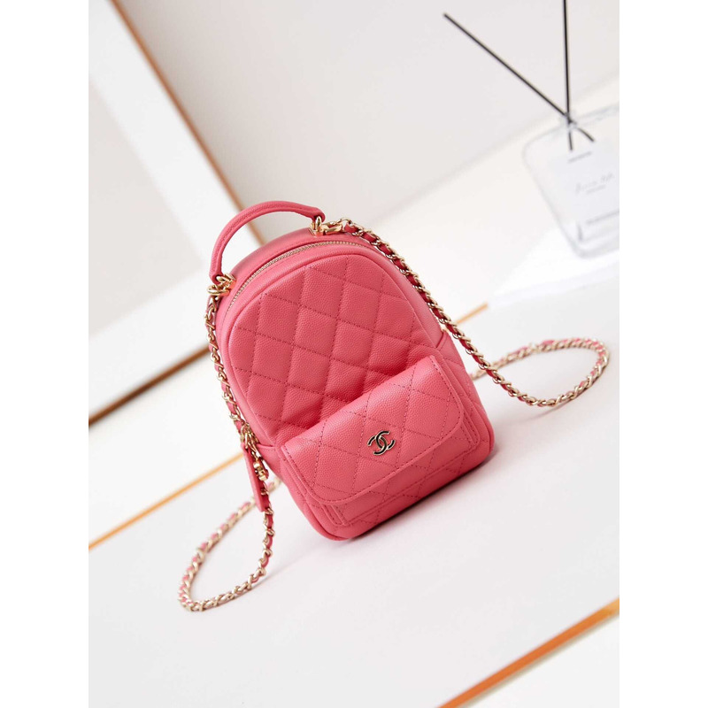 Ch*el caviar quilted cc mini classic backpack pink