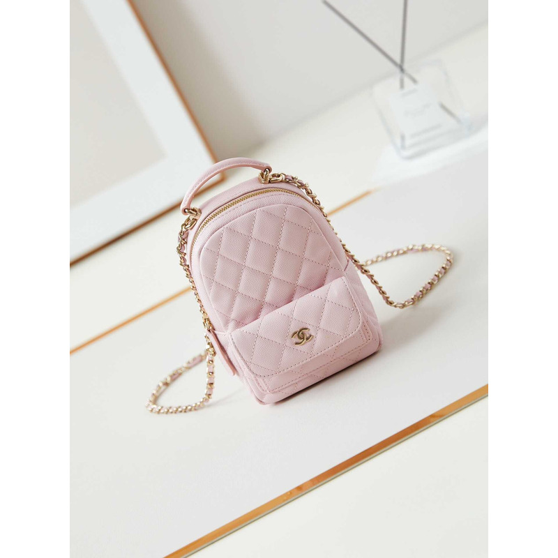 Ch*el caviar quilted cc mini classic backpack pink