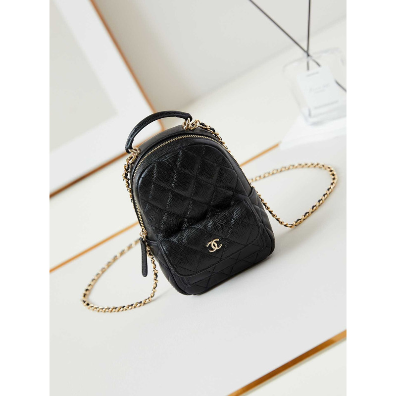 Ch*el caviar quilted cc mini classic backpack black