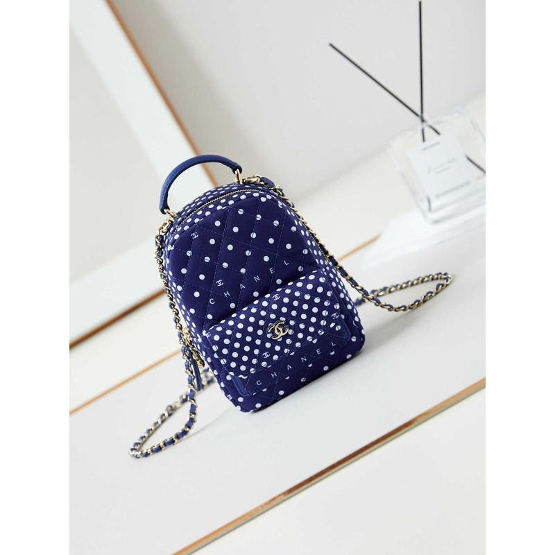 Ch*el logo polka dot backpack in blue