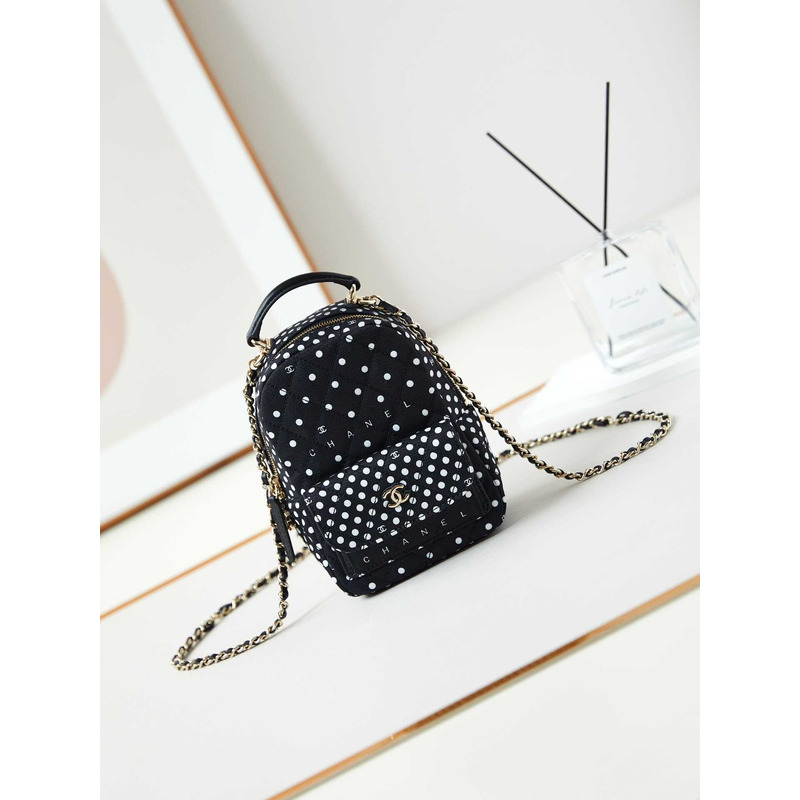 Ch*el logo polka dot backpack in black