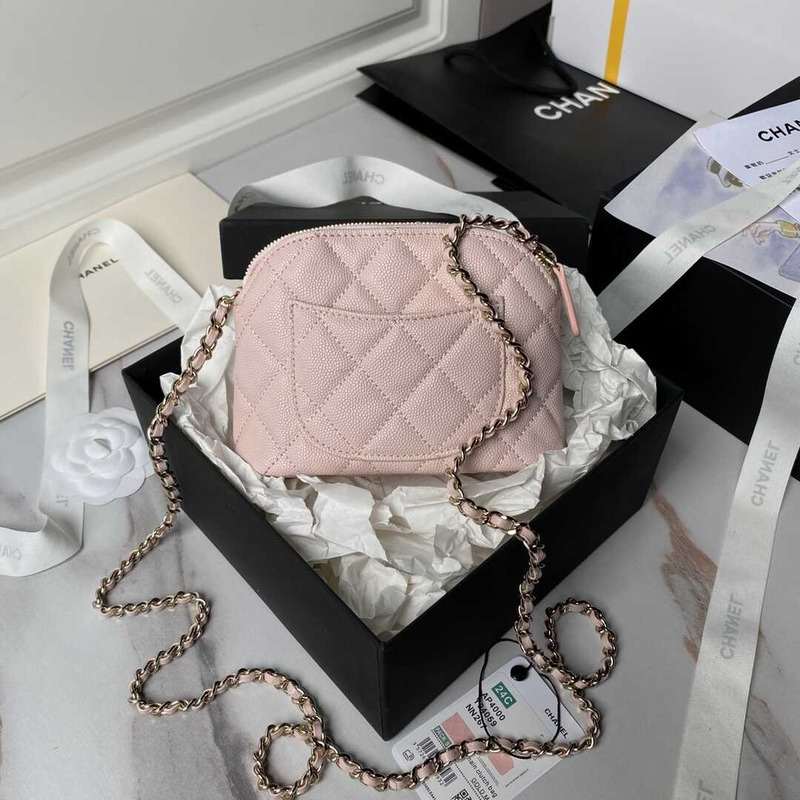 Ch*el classic chain caviar evening bag pink