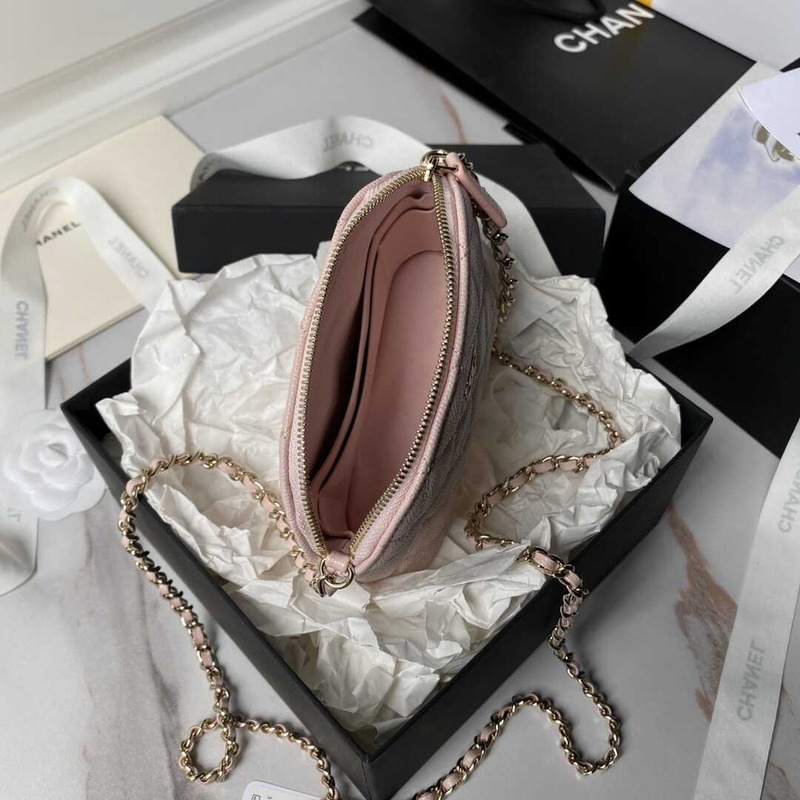 Ch*el classic chain caviar evening bag pink