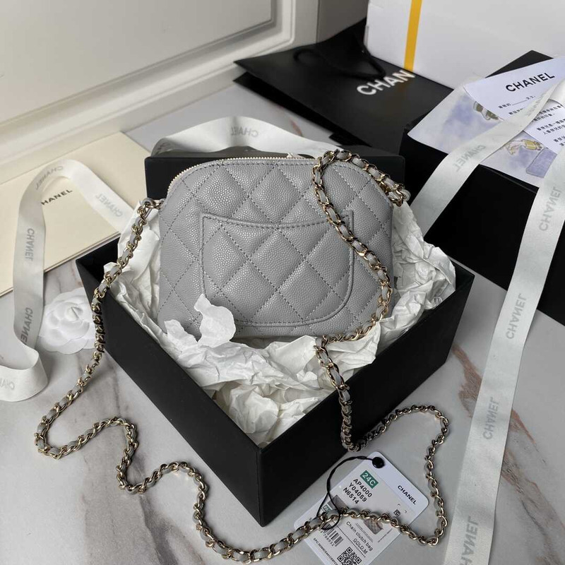 Ch*el classic chain caviar evening bag grey