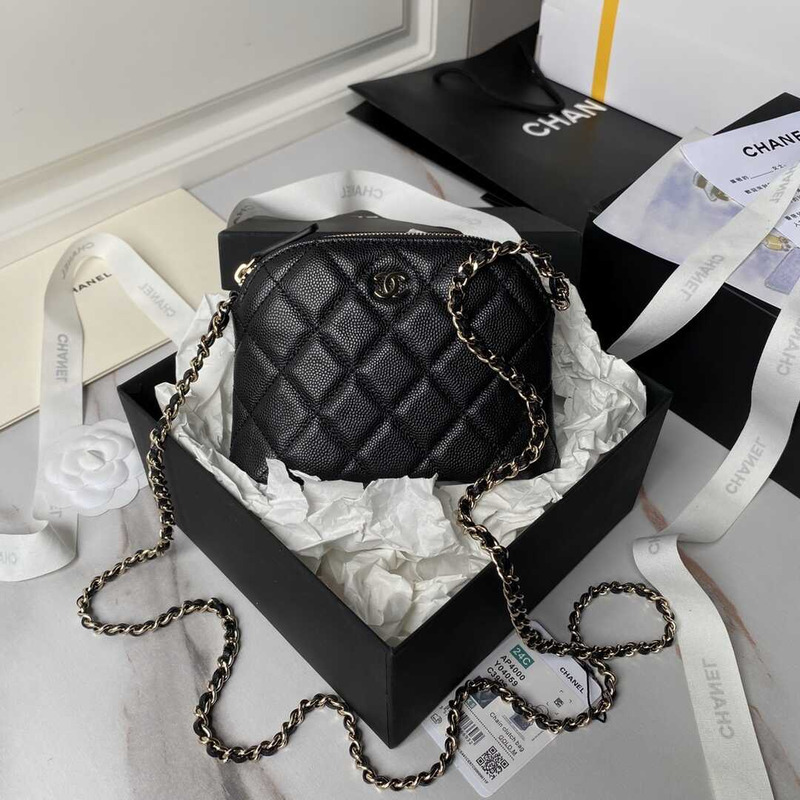 Ch*el classic chain caviar evening bag black