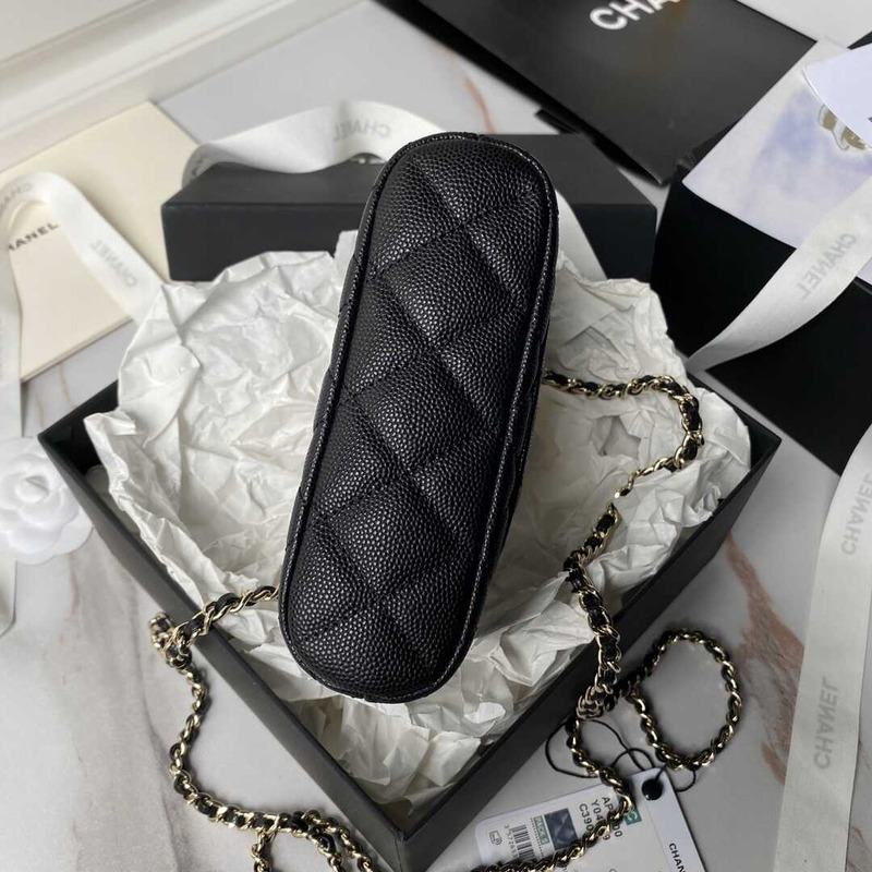 Ch*el classic chain caviar evening bag black