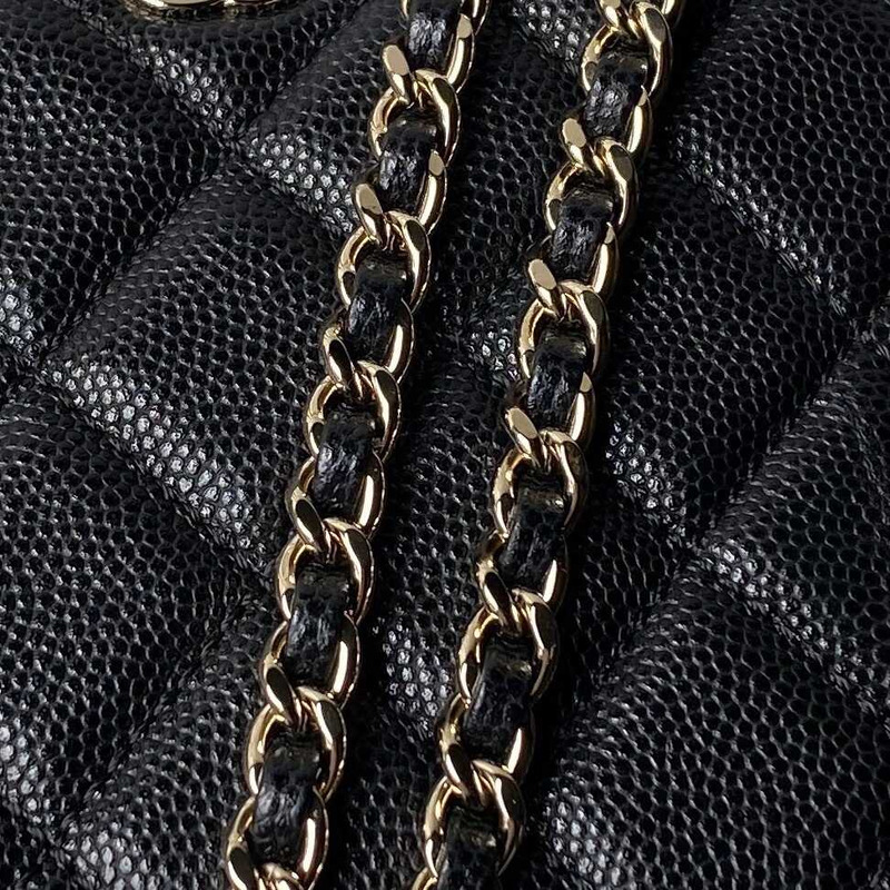 Ch*el classic chain caviar evening bag black