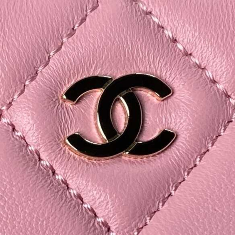 Ch*el classic chain lambskin evening bag pink