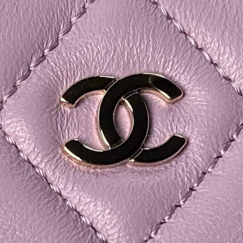 Ch*el classic chain lambskin evening bag purple