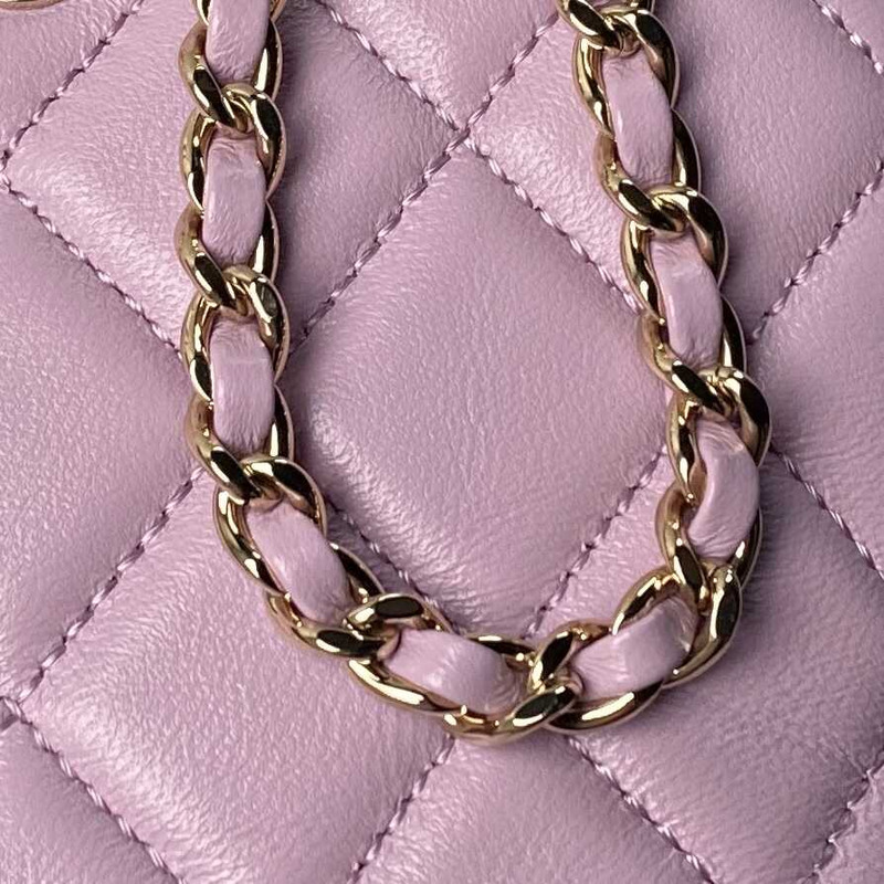 Ch*el classic chain lambskin evening bag purple