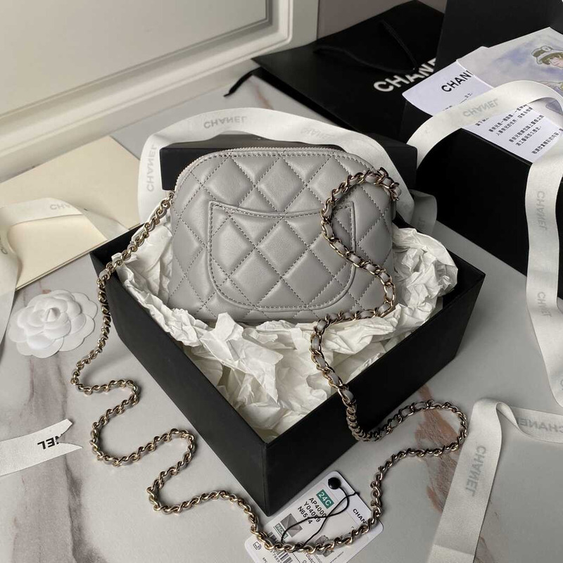 Ch*el caviar quilted camera case shoulder bag grey