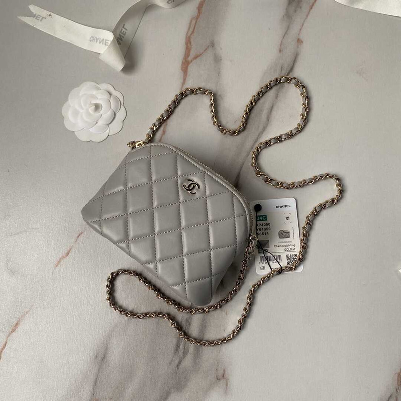 Ch*el caviar quilted camera case shoulder bag grey