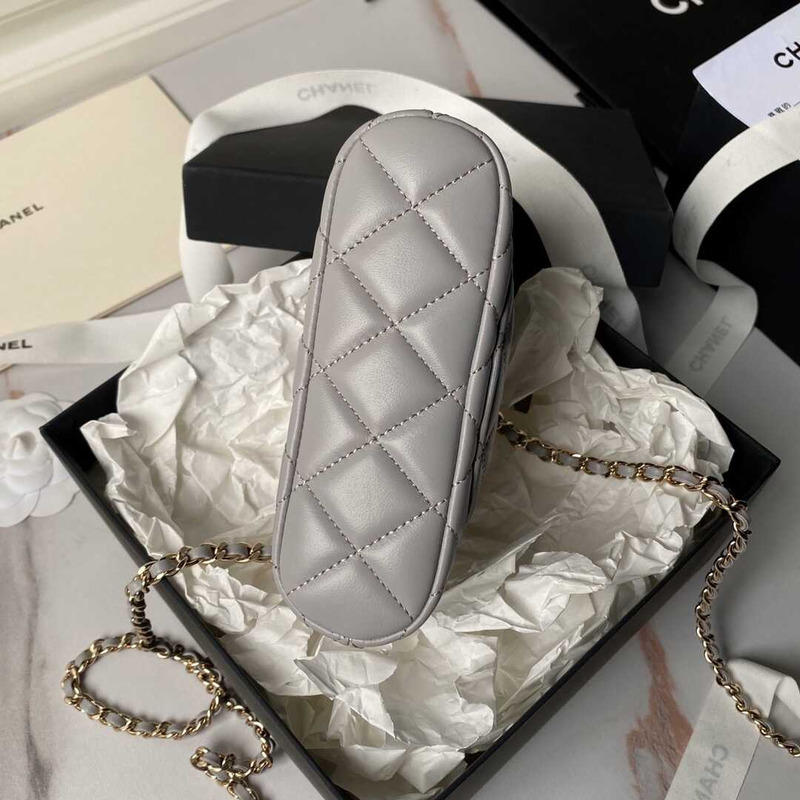 Ch*el caviar quilted camera case shoulder bag grey