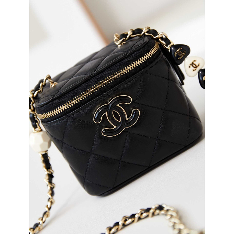 Ch*el vanity bag with chain black