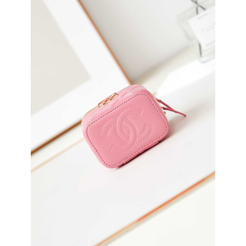 Ch*el mini vanity case lambskin pink