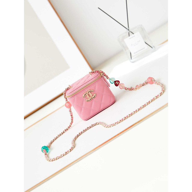 Ch*el mini vanity case lambskin pink