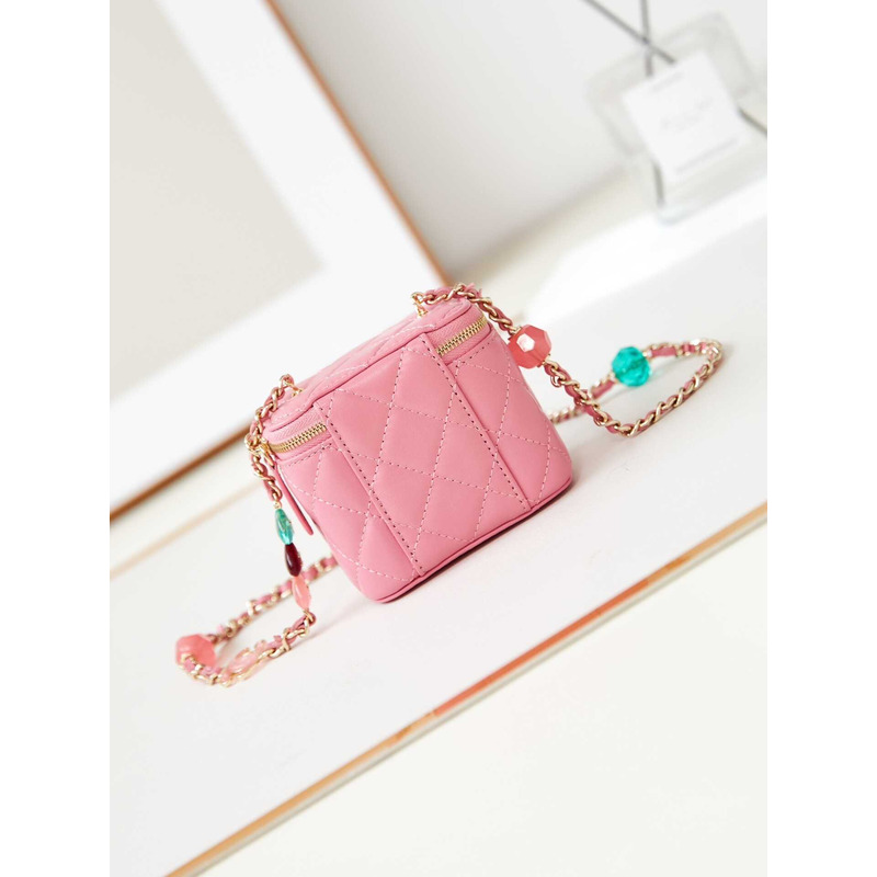 Ch*el mini vanity case lambskin pink