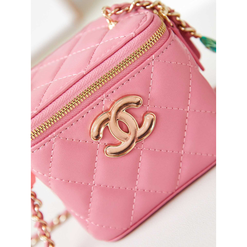 Ch*el mini vanity case lambskin pink