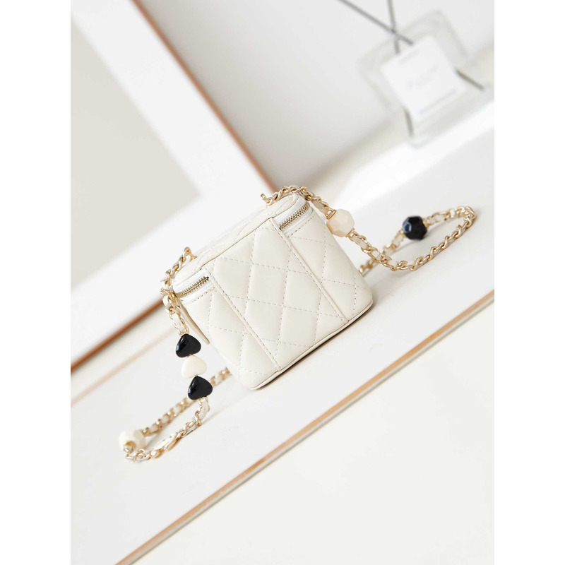 Ch*el mini vanity case lambskin white