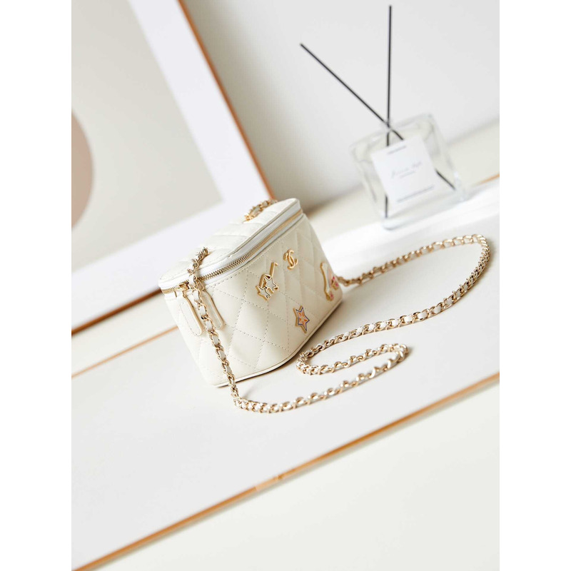 Ch*el vanity box bag with chain white