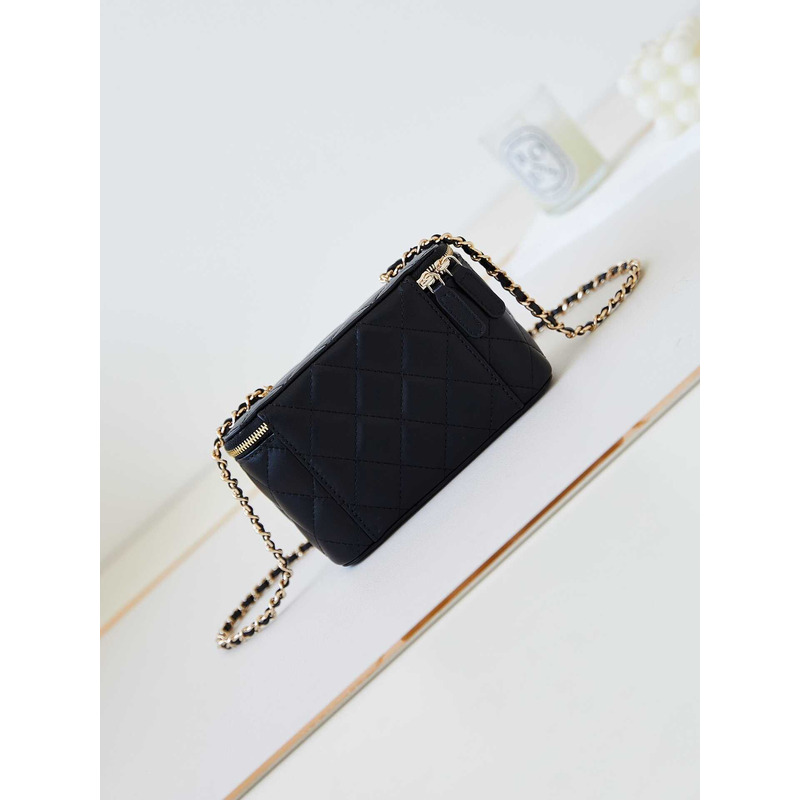 Ch*el vanity box bag with chain black