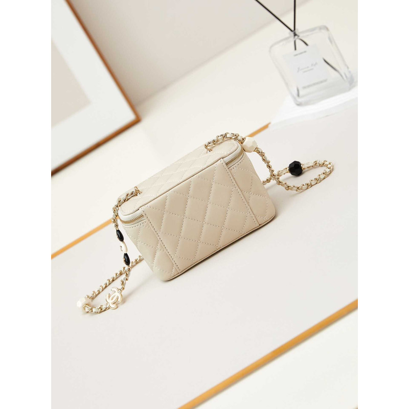 Ch*el vanity bag with chain beige